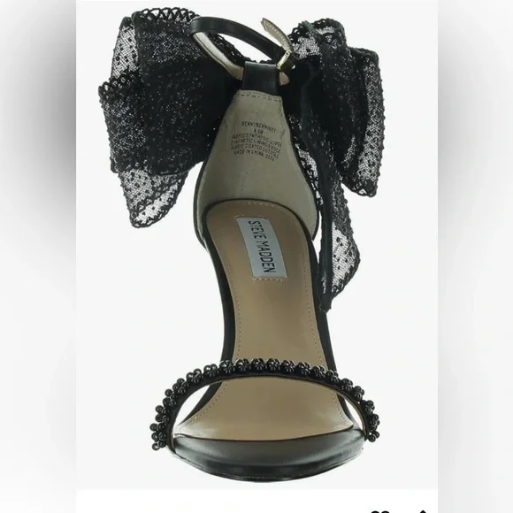 NWOB - Steve Madden Black Lace Embellished Heels - Picture 3 of 9